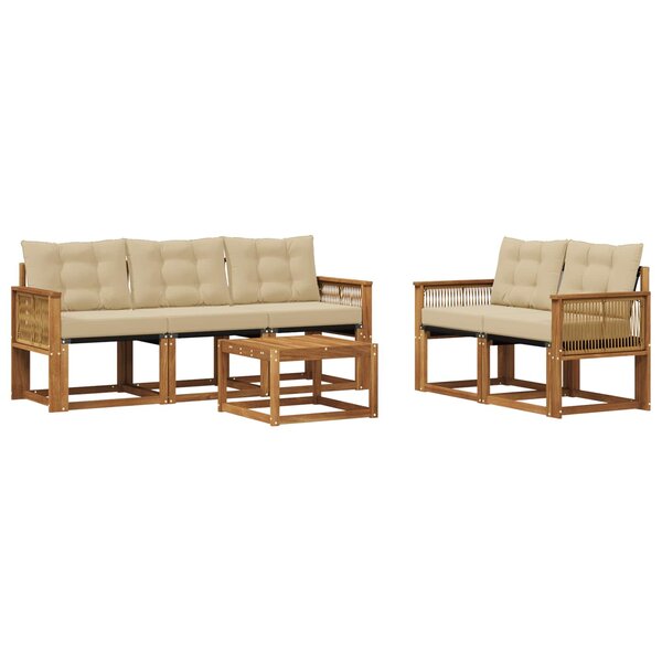 vidaXL Ensemble de canapés d'extérieur 6 Pièces Naturel et Beige