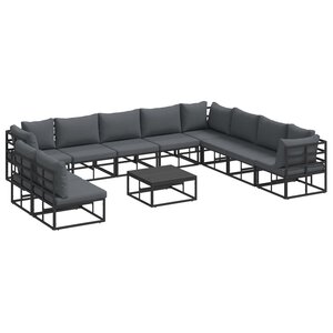 vidaXL Ensemble de canapé de jardin 11 pc Noir Aluminium