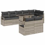 vidaXL Ensemble de canapé de jardin 9 Pièces Gris clair Poly rotin
