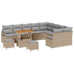 vidaXL Ensemble de canapé de jardin 12 Pièces Beige Poly rotin