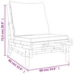 vidaXL Chaises de jardin lot de 2 avec coussins blanc crème bambou