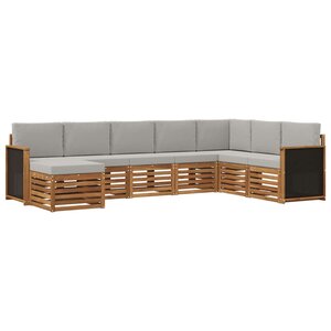 vidaXL Ensemble de canapés d'extérieur 6 Pièces Naturel et gris clair