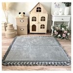 Tapis de jeu pliable en velours carré gris 105x105