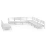 vidaXL Salon de jardin 9 Pièces Bois de pin massif Blanc