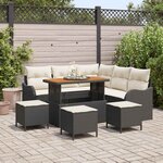 vidaXL Ensemble de canapé de jardin 9 Pièces Noir  Crème 110 x 55 x 71 cm