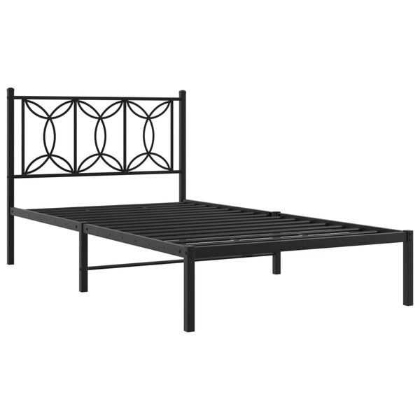 vidaXL Cadre de lit métal avec tête de lit noir 100x190 cm