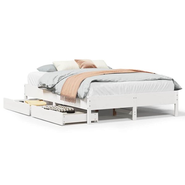 vidaXL Cadre de lit sans matelas blanc 140x190 cm bois de pin massif