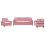 vidaXL Ensemble de canapés 3 Pièces avec coussins rose velours