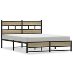 vidaXL Cadre de lit en métal sans matelas chêne sonoma 150x200 cm
