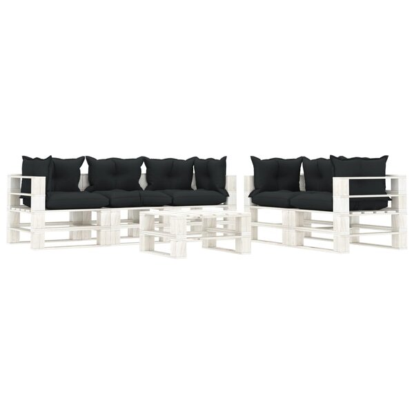 vidaXL Salon palette de jardin 6 Pièces avec coussins anthracite bois