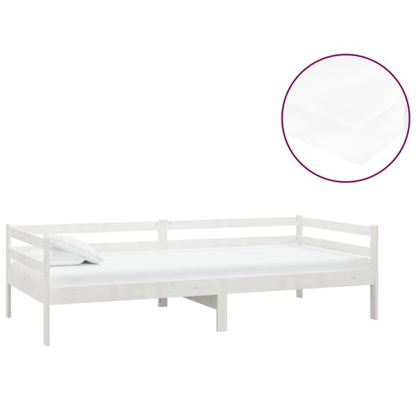 vidaXL Lit de repos avec matelas 90x200 cm Blanc Bois de pin massif