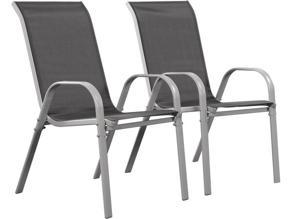 Fauteuil jardin Textilène "Cordoba" - Phoenix - Gris foncé/Argenté - Lot de 2