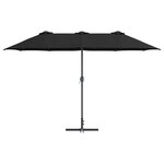 vidaXL Parasol de jardin Noir 370 x 197 x 239 cm