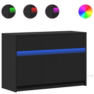 vidaXL Meuble TV avec LED noir 91x34x61 cm bois d'ingénierie