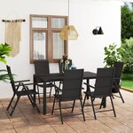 vidaXL Ensemble à manger de jardin 7 Pièces noir