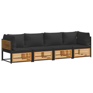 vidaXL Salon de jardin avec coussins 4 Pièces bois d'acacia massif
