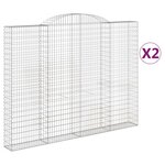 vidaXL Paniers à gabions arqués 2 Pièces 300x30x220/240 cm fer galvanisé