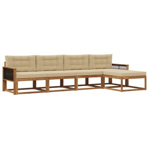 vidaXL Ensemble de canapés d'extérieur 5 Pièces Naturel et Beige