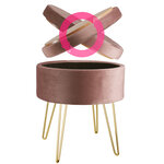 Tectake Tabouret avec coffre de rangement aspect velours transformable AVA - rose