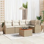 vidaXL Ensemble de canapé de jardin 6 Pièces Beige Poly rotin