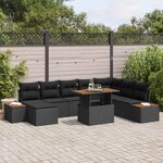 vidaXL Ensemble de canapé de jardin 9 Pièces Noir Poly rotin