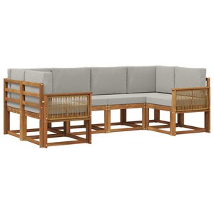 vidaXL Ensemble de canapés d'extérieur 6 Pièces Naturel et gris clair