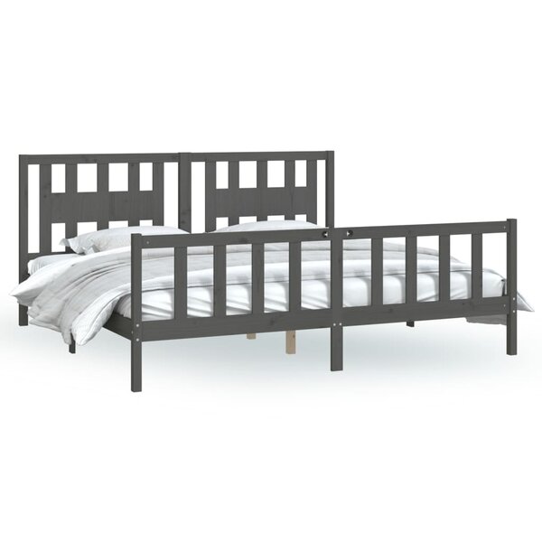 vidaXL Cadre de lit et tête de lit gris bois de pin massif 200x200 cm