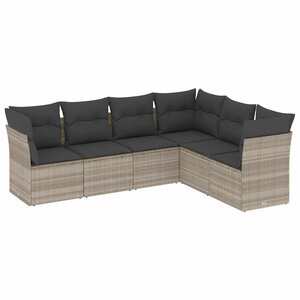 vidaXL Salon de jardin 6 Pièces avec coussins gris clair résine tressée