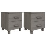 vidaXL Tables de chevet HAMAR 2Pièces Gris clair 40x35x44 5cm Bois massif