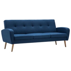 vidaXL Canapé à 3 places Tissu Bleu