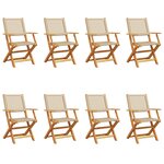 vidaXL Chaises de jardin pliantes lot de 8 beige rotin et bois massif