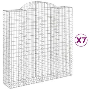 vidaXL Paniers à gabions arqués 7 Pièces 200x50x200/220 cm Fer galvanisé