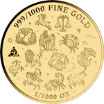 Monnaie LEO Zodiac Signs 1/1000 Oz Medaille Or (PRÉCOMMANDE)