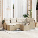 vidaXL Set de canapé de jardin 7 pièces avec coussins Beige Poly Rattan