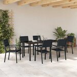 vidaXL Ensemble de salle à manger pour jardin 7 Pièces Noir