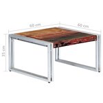 vidaXL Table basse 60 x 60 x 35 cm Bois de récupération massif