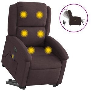 vidaXL Fauteuil inclinable de massage électrique Marron foncé Tissu