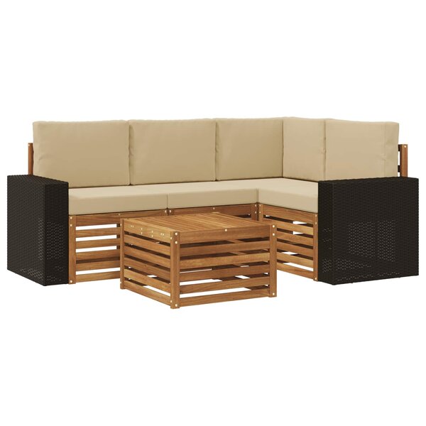 vidaXL Ensemble de canapés d'extérieur 5 Pièces Naturel et Beige