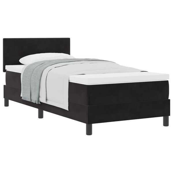 vidaXL Lit à ressorts avec matelas Noir 90 x 200 cm Velours