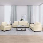 vidaXL Ensemble de canapés 3 Pièces avec coussins Crème Similicuir