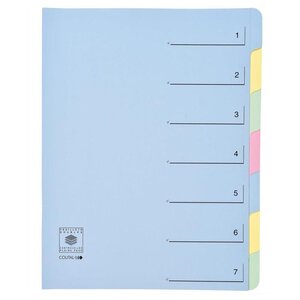Trieur 7 onglets en dossier Dos extensible Rubriques imprimées Bleu COUTAL