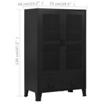 vidaXL Armoire de bureau avec portes en maille Acier 75x40x120 cm Noir