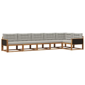 vidaXL Ensemble de canapés d'extérieur 6 Pièces Naturel et Gris clair