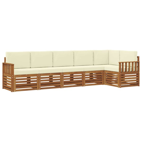 vidaXL Ensemble de canapés d'extérieur 6 pc Naturel et Crème Polyester