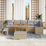 Ensemble de canapé jardin 9 pièces avec coussins Beige Rotin Polyester