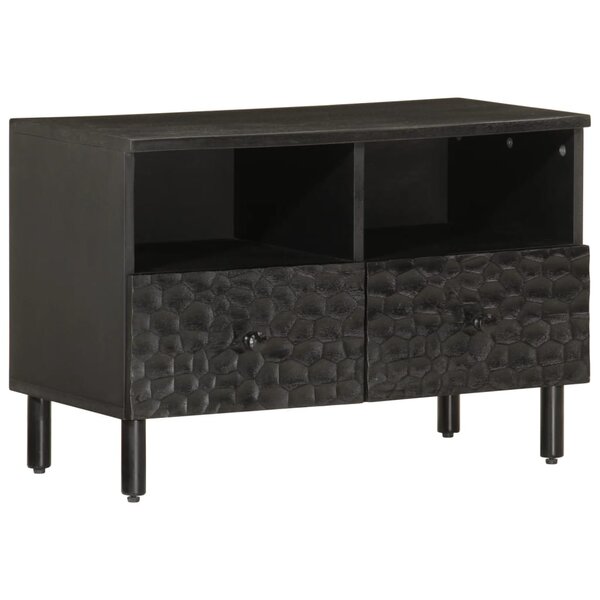 vidaXL Meuble TV noir 70x33x46 cm bois massif de manguier