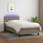 vidaXL Sommier à lattes de lit avec matelas LED Taupe 90x200 cm Tissu