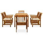 vidaXL Ensemble à manger de jardin 7 Pièces avec coussins Acacia solide