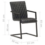 vidaXL Chaises à manger cantilever lot de 2 noir cuir véritable