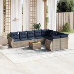 vidaXL Salon de jardin 10 Pièces avec coussins gris résine tressée
